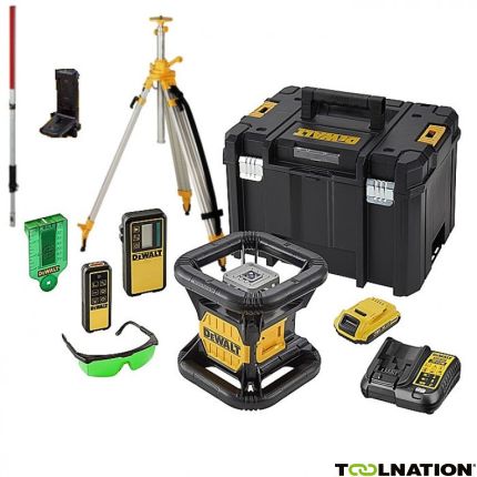 DeWalt DCE079D1G-SET 18V 2,0Ah Li-Ion Volautomatische roterende groene laser (outdoor)  + meetlat + statief - 1