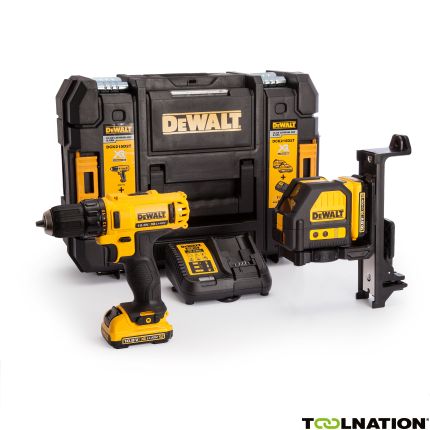 DeWalt DCK215D2T voordeelset DCD710 boorschroefmachine + DCE088 Kruislijnlaser 10,8 V 2,0 Ah Li-Ion - 2