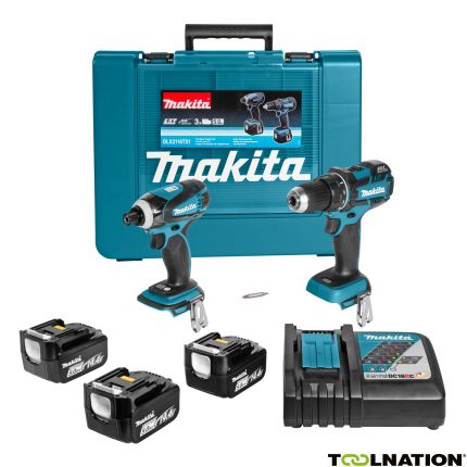 Makita DLX2116TX1 Comboset 14,4V 5,0Ah Li-Ion - DDF470 Accuboor + DTD134 Slagschroever 3 x accu - 1