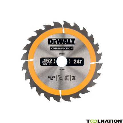 DeWalt DT1930-QZ Cirkelzaagblad 152 x 20 mm 24T ATB 10° - 2