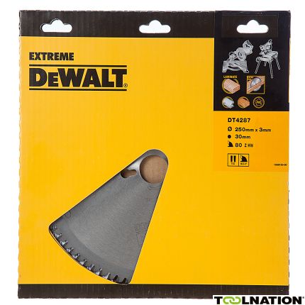 DeWalt DT4287-QZ DT4287 HM zaagblad 250 x 30 x 80T trapezium, negatief 5° - 1