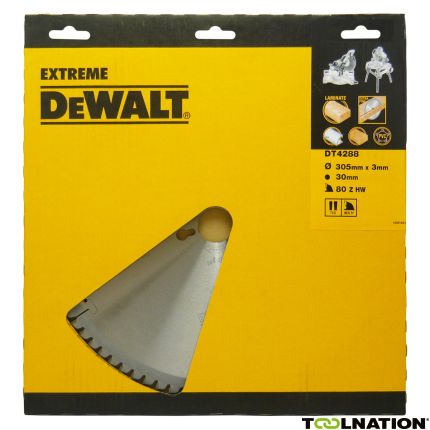 DeWalt DT4288-QZ DT4288 HM zaagblad 305 x 30 x 80T trapezium, negatief 5° Laminaat, Alu extra fijne afwerking - 1