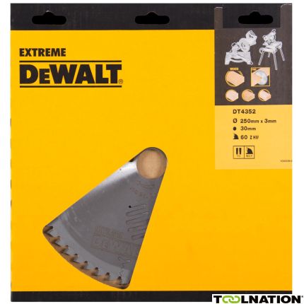 DeWalt DT4352-QZ DT4352 HM zaagblad 250 x 30 x 60T trapezium, negatief 5° - 1