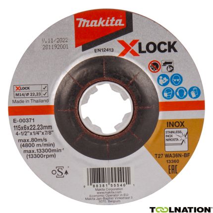 Makita E-00371 Afbraamschijf X-LOCK 115x6,0x22,23mm RVS - 1