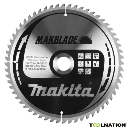 Makita B-08953 HM-zaagblad Hout 190 x 20 x 48T - 1