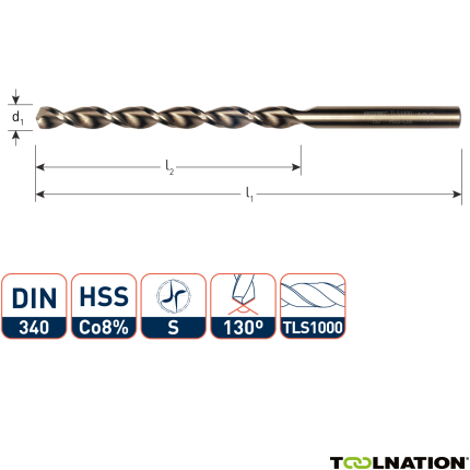 Rotec 152.0450 HSS-E spiraalboor, DIN 340, type TLS1000, Ø4,5 - 1