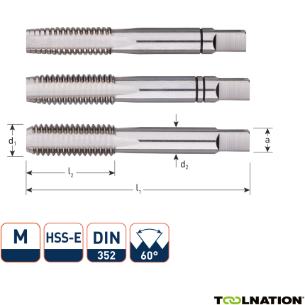 Rotec 301.1800 HSS-E Handtappenset 3-dlg DIN 352 metrisch M18x2,5 - 1