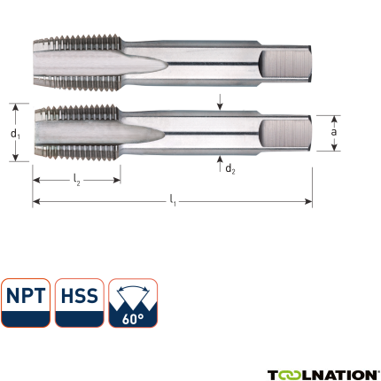 Rotec 314.0012 HSS Handtappenset 1/8 x 27 NPT (2) - 1