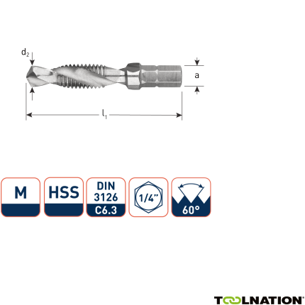 Rotec 316.0400 HSS Combi-boortap-bit 1/4 M4 x 0,7 - 1