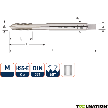 Rotec 320.0600B HSS-E OPTI-LINE machinetap DL DIN 371B M 6x1,0 - 1