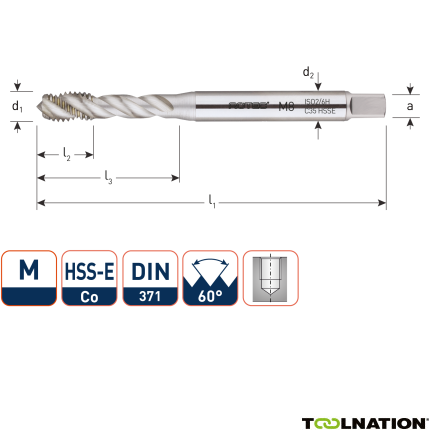 Rotec 320.0600C HSS-E OPTI-LINE machinetap BL DIN 371C/35° M 6x1,0 - 1