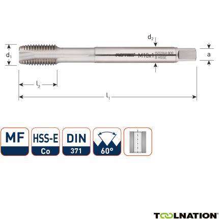 Rotec 335.0807 HSS-E 800 machinetap DL DIN 371B MF 8x0,75 - 1