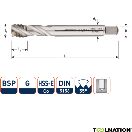 Rotec 341.0125C HSSE 800 M.Tap /35° BSP G 1/8-28 - 1