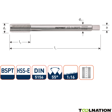 Rotec 342.0008 HSSE 800 M.Tap BSPT 1/2-14 - 1