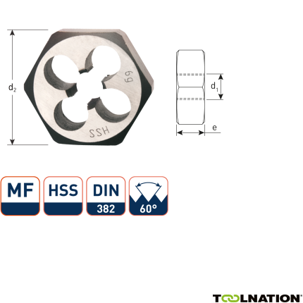 Rotec 371.1812 HSS Zeskante Snijmoeren DIN 382 MF18x1,25 - 1