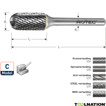 Rotec 432.1061 HM-Stiftfrees 9,6 mm model C - 1