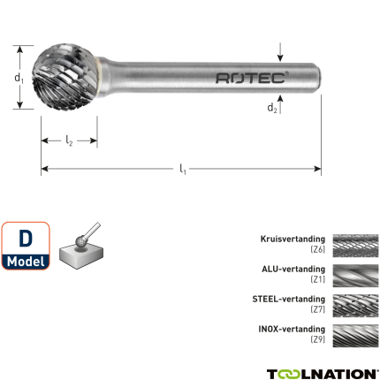 Rotec 433.0809 HM-Stiftfrees 8 mm model D - 1