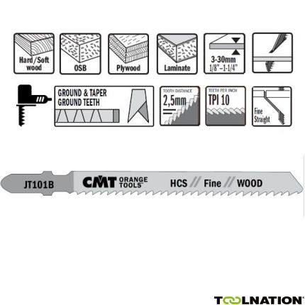 CMT JT101B-5 Decoupeerzaagbladen HCS T-Schacht Hout 5 stuks - 1