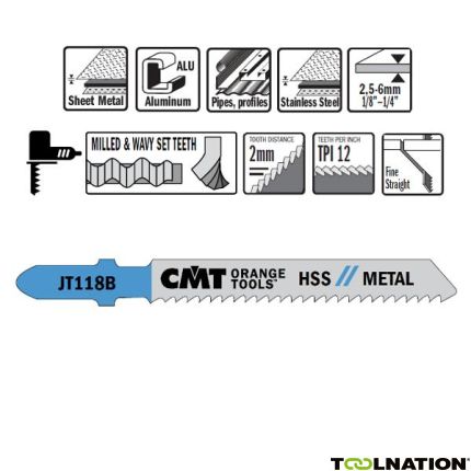 CMT JT118B-5 Decoupeerzaagbladen HSS T-Schacht Metaal 5 stuks - 1