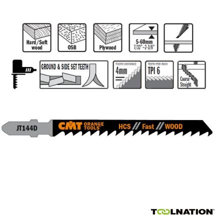 CMT JT144D-25 Decoupeerzaagbladen HCS T-Schacht Hout 25 stuks - 1