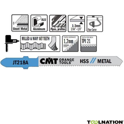 CMT JT218A-5 Decoupeerzaagbladen HSS T-Schacht Metaal 5 stuks - 1