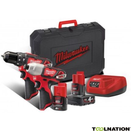 Milwaukee 4933443497 M12 BPP2B-421C Powerpack M12BPD Klopboormachine + M12BID Slagschroevendraaier 12V 4,0/2.0Ah - 2