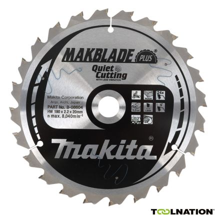 Makita B-08604 HM-zaagblad Quiet & Clean 190 x 20 x 24T - 1