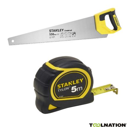 Stanley STHT1-20352SB Handzaag Tradecut Universal 550mm + 0-30-697 Rolbandmaat Tylon 5m - 19mm - 1