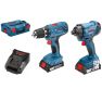 Bosch Blauw GSR 18V-21 Accuboor + GDR 18V-160 slagschroever 18 Volt 2,0 AH Li-Ion in L-BOXX 06019G5101 - 1