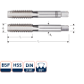 Rotec 306.1022 HSS Handtappenset 2-dlg DIN 2181 BSF 1/2-16 - 1